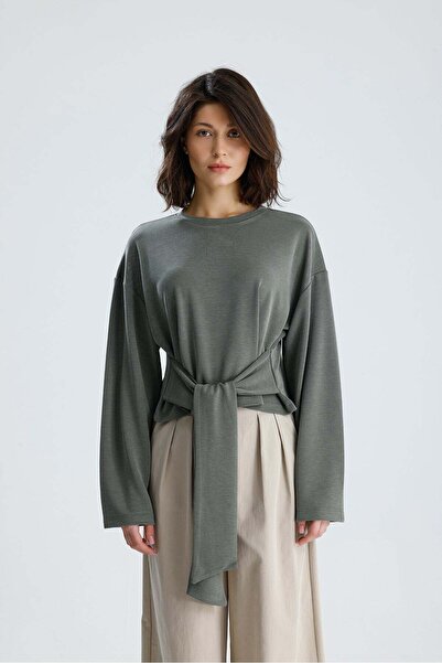 minaaise Women's khaki modal fabric premium design blouse 31057