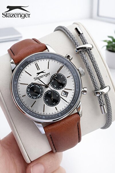 Slazenger Leather Cord Internal Functions Active 10 Atm Water Resistant Men's...