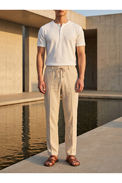 BASEL.CO Παντελόνι Τζόγκερ Λινό σε Στυλ Old Money
