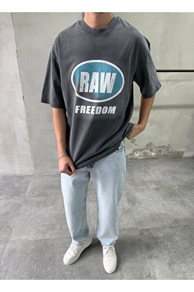 DIFRANSEL JEANS Μπλουζάκι Oversize με ακατέργαστη εκτύπωση και δυνατότητα πλύσης