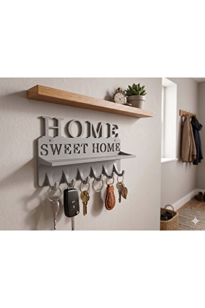 BNB ART 3D Baskı Duvar Anahtarlık ve Raf – Home Sweet Home Dekoratif Askılık