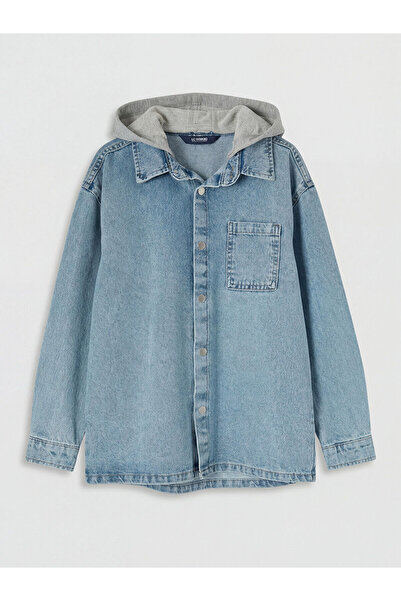 LC Waikiki YK PLUS LCW Παιδικό τζιν πουκάμισο με κουκούλα για αγόρια