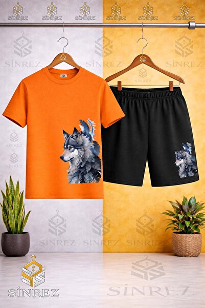 SİNREZ Children's Wolf Gray Yanda Tuyler Custom Printed Crew Neck T-Shirt - S...