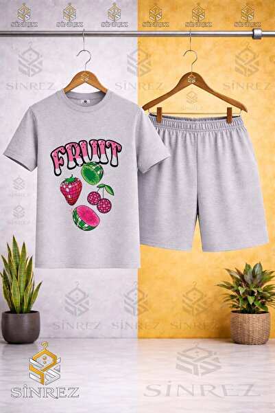 SİNREZ Tricou cu gât rotund cu imprimeu special pentru copii FRUIT 4LU FRUIT ...