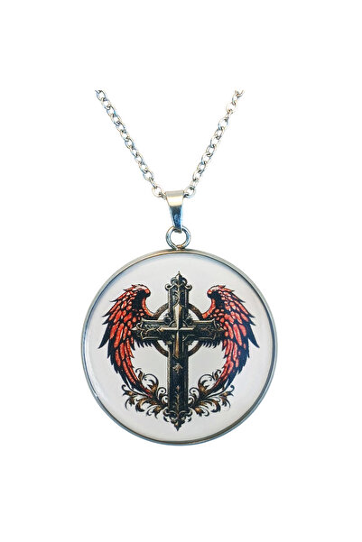 Oxolux, Lavinia Cadou elegant, colier medalion Blood Moon Cross, design gotic...
