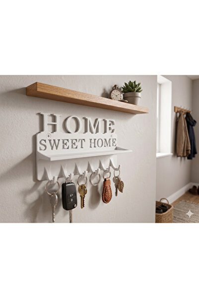 BNB ART 3D Baskı Duvar Anahtarlık ve Raf – Home Sweet Home Dekoratif Askılık