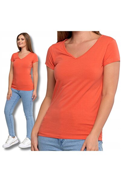 MORAJ Tricou de damă cu mânecă scurtă, decolteu în V, neted