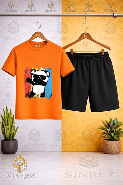 SİNREZ Children's Panda Colorful Canvas Eyeglasses Custom Printed Crew Neck T...