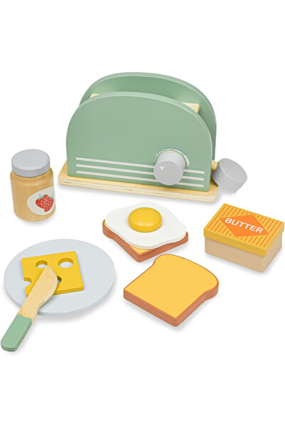 Toyska Ξύλινη τοστιέρα παιχνίδι ρόλων Μοντεσόρι με αξεσουάρ, 9 τεμάχια, πολύχ...