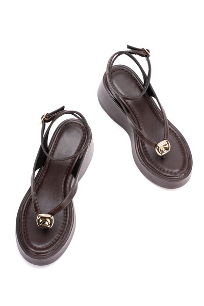 PASSAGE SHOES صندل نسائي بكعب عريض 6343 بني