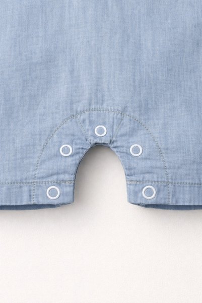 Tifina Kids Baby Boy Racket Embroidered Buttoned Front Denim Overalls Casual Holiday Special Occasions Summer Wear