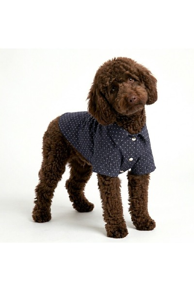 Buddy Store Gömlek - Crinkle Collection Lacivert Puantiyeli
