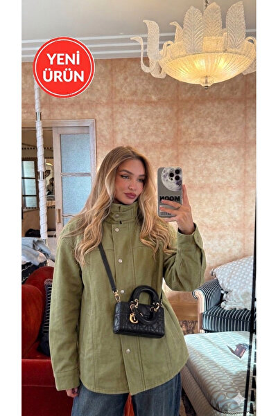Perryes Kadın Dik Yaka Çıtçıtlı Gabardin Ceket