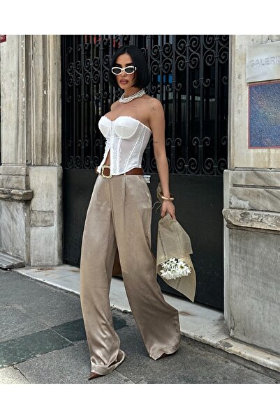 LOKADI Γυναικείο μαύρο παντελόνι παλάτσο με ψηλή μέση και φαρδιά μπατζάκια