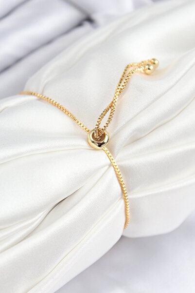 Hobibahçem Brass Zircon Stone Heart Model Gold Color Elevator Women's Bracelet