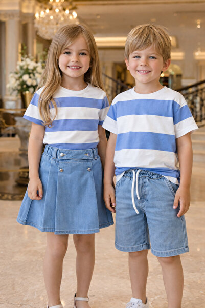 CALİSA Σετ μπλουζάκι και τζιν σορτς για κορίτσια Kardes Kombin για τις γιορτές