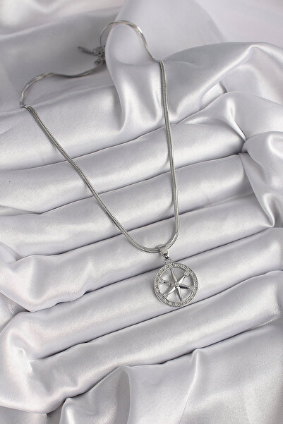 Hobibahçem 316L Steel Silver Color Italian Chain Zircon Stone Pole Star Model...