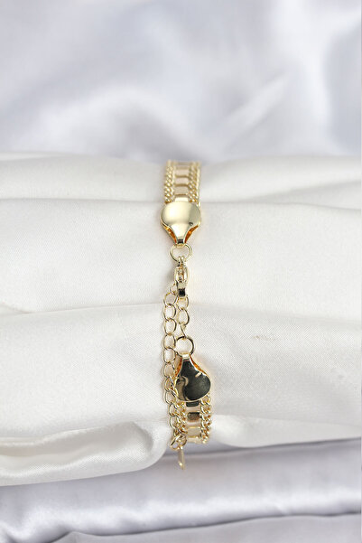 Hobibahçem 316L Steel Gold Color Sequin Chain Model Women's Bracelet