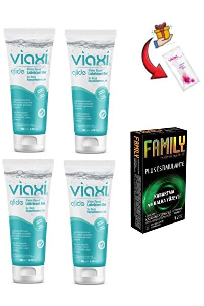 Viaxi Glide Lubricant Kayganlaştırıcı 200 ml X 4 Adet Aloe Veralı Uyarıcılı K...