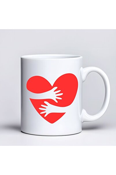 Beta Moda Hub Heart and Hug Design Mug Model 216 Printed Ceramic Coffee Cup L...