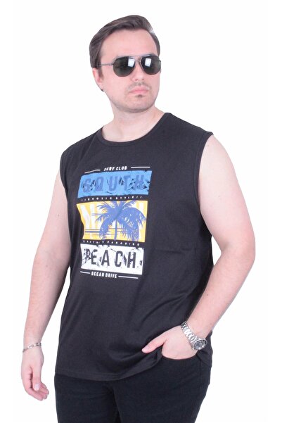 MocGrande Αμάνικο μπλουζάκι με στάμπα μεγάλου μεγέθους Miami Beach 26126 ΜΑΥΡΟ
