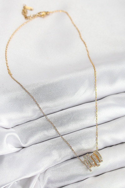 Generic Brand 316L Steel Zircon Stone Spiral Model Gold Color Women's Necklace