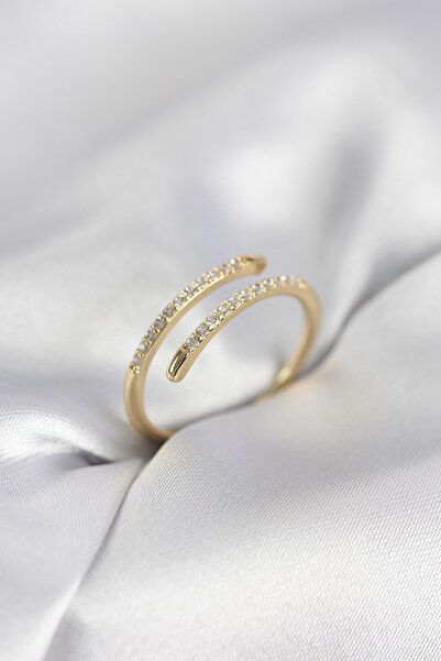 Twin Store Gold Color Snake Tail Model Zircon Stone Women's Ring