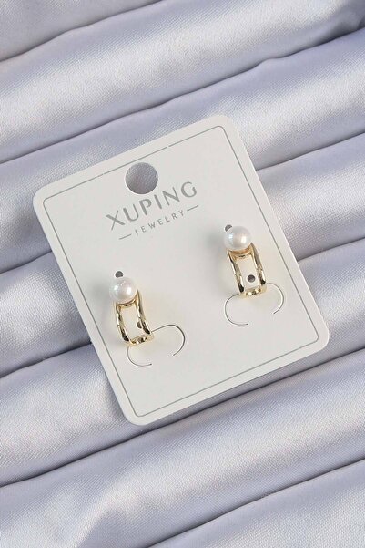 Twin Store Xuping Gold Color Pearl Jewelled Hoop Earrings