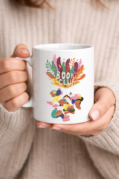 Beta Moda Hub Book Club Design Mug Model 232 Printed Ceramic Coffee Cup Speci...