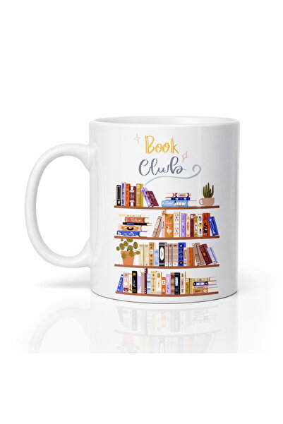 Beta Moda Hub Book Club Themed Mug Model 243 Printed Ceramic Coffee Cup for B...