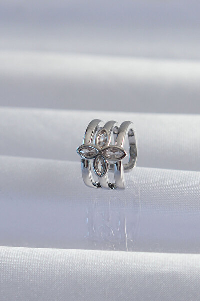 Twin Store Brass Silver Color Clover Earcuff Earrings