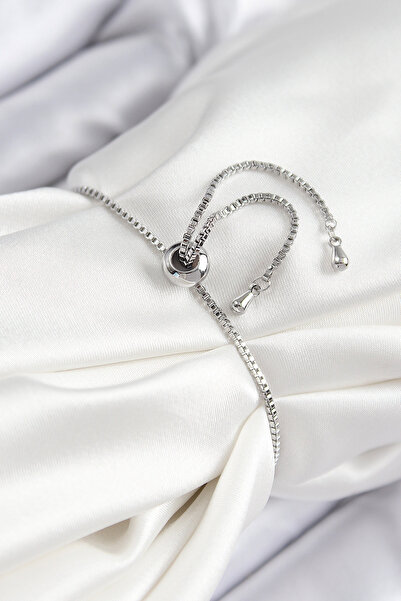 Hobibahçem Brass Zircon Stone Row Arrow Model Silver Color Elevator Women's B...