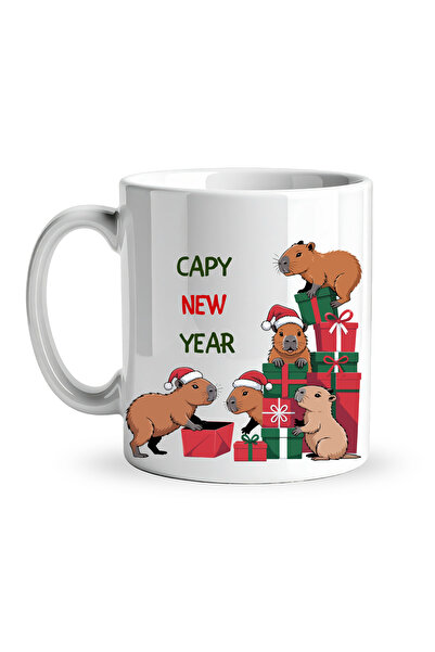 Beta Moda Hub Capy New Year Written Capybara Christmas Themed Mug Model 218 P...