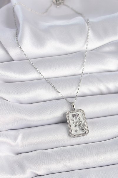 Hobibahçem 316L Steel Silver Color Chain Aries Zodiac Sign Zircon Stone Women...