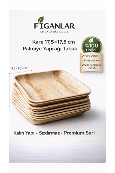figanlar ambalaj Kare Palmiye Yaprağı Tabak 17,5x17,5 cm | Kullan At Doğal Ta...