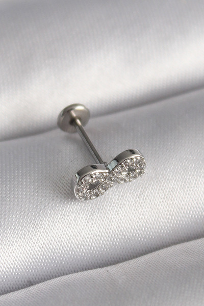 Bezos Piercing tragus model infinit din oțel 316L de culoare argintie cu zirc...