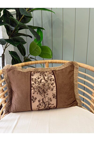 Decamor home Brown Living Room Throw Pillow Cover with Suede Tassels