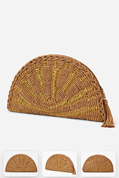 Venus Design Wicker leaf clutch