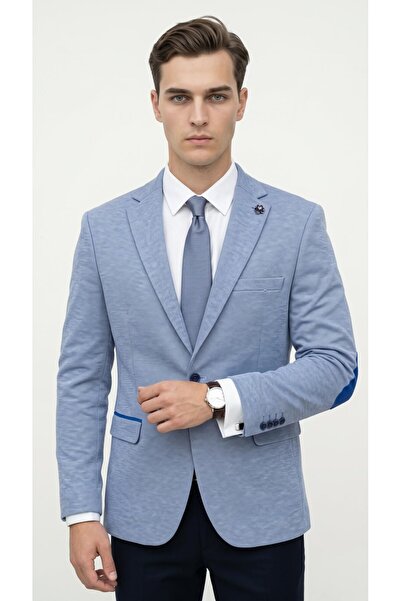 Plus Scorpion Men's Slim Fit Jacket with Patched Sleeves and Double Slits Mic...