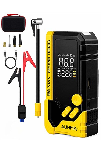 auhma A8844 Akü Takviye Cihazı & Hava Kompresörü - 10.000 mAh Powerbank,LED F...