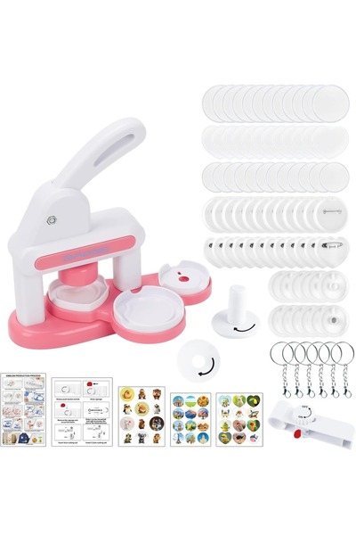 Choice3 آلة صنع الشارات الوردية للأطفال، ماكينة صنع شارات الأزرار DIY، آلة ضغ...