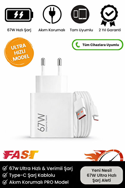 Noriyen Yeni Nesil 67w Ultra Hızlı Şarj Seti Adaptör Type C Kablosu Iphone Re...