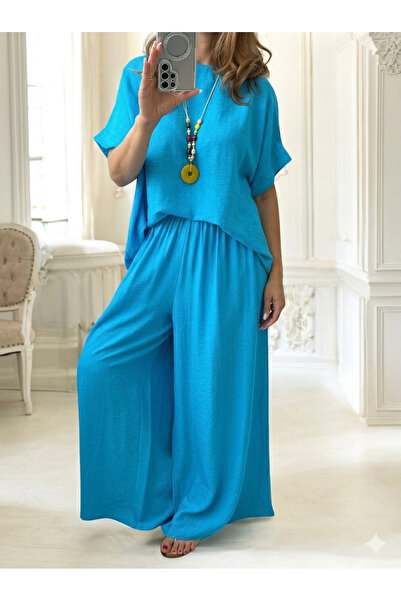 styleFlex Set din vascoza 100% cu pantalon talie elastica si bluza
