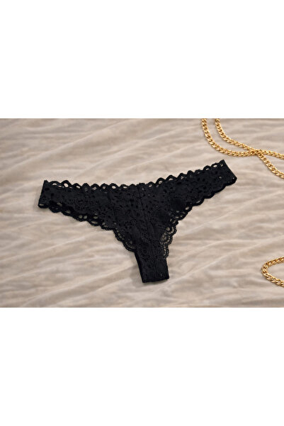 Lina Secret Siyah Dantel Kadın Külot (Brazilian String Model)
