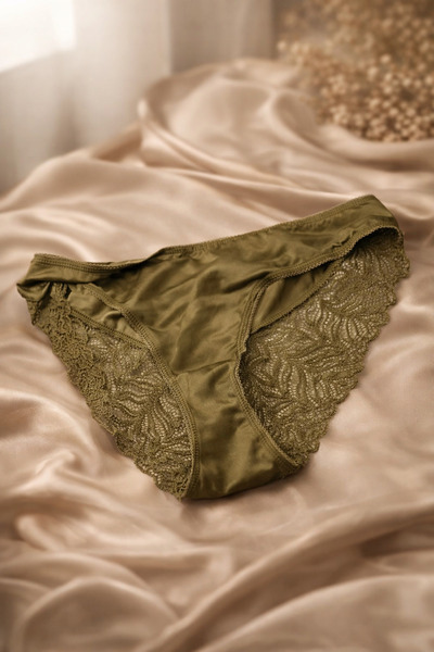 Lina Secret Haki Yeşil Dantel Detaylı Külot (Slip Model)