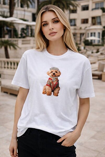 Malkan Γυναικείο μπλουζάκι από 100% βαμβάκι, με στάμπα, κοντό μανίκι και λαιμ...