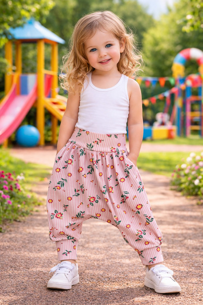 SANTRALBEBE Κοριτσίστικο πολύχρωμο σαλβάρι με στάμπα