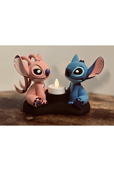 SmartHomeShop Stitch ve Angel: Romantik Mum Işığı Figürü 🕯️💙💖
