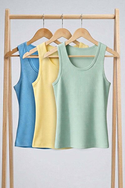 COTENCONCEPT 3 piese Tricou cu bretele din amestec de viscoză, cu nervuri