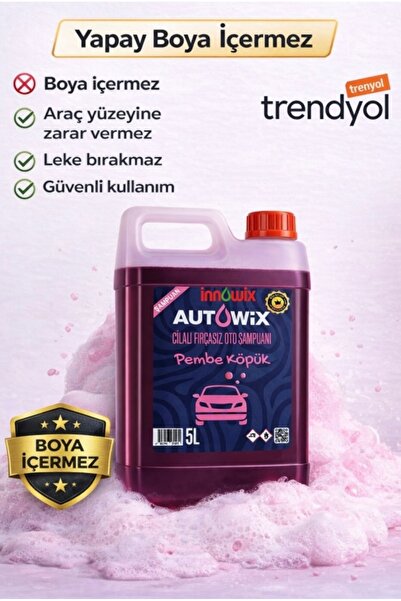 İNNOWİX Cilalı Fırçasız Pembe Oto Şampuanı 5L – Pembe Köpük Yoğun Temizlik & ...